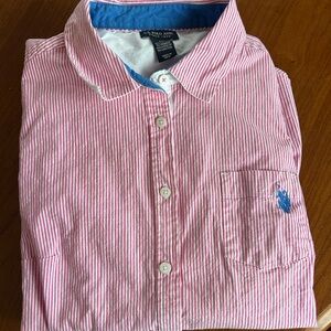 U.S. Polo Association Pink Striped Button Down Shirt